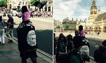 پلیس انگلیس تماشاگر نمایش پرچم داعش در قلب لندن