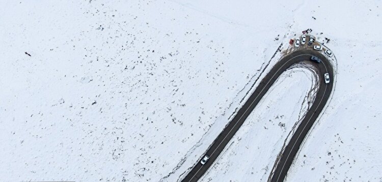 تصاویر| بارش برف در جاده چالوس